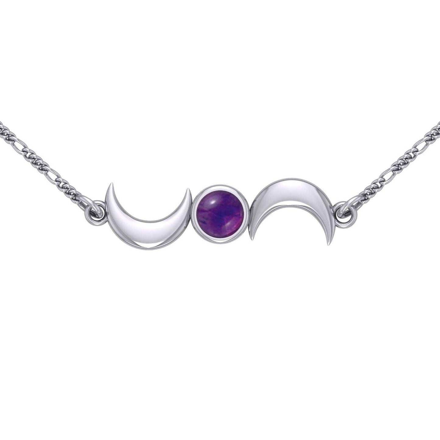 Crescent Moons Silver Necklace TN254 - peterstone.dropshipping