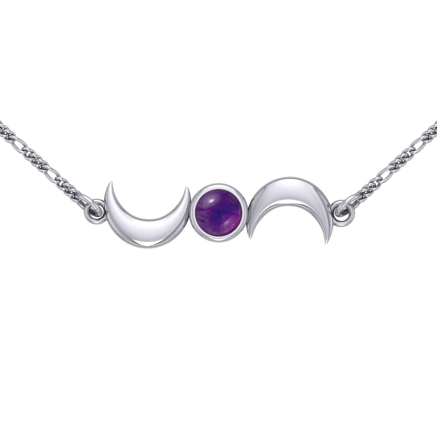 Crescent Moons Silver Necklace TN254 - peterstone.dropshipping