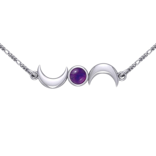 Crescent Moons Silver Necklace TN254 - peterstone.dropshipping