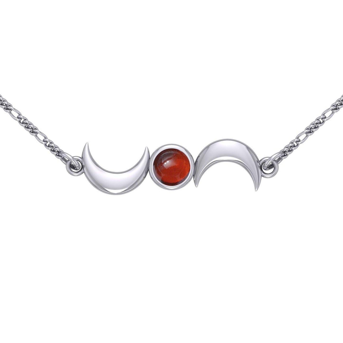 Crescent Moons Silver Necklace TN254 - peterstone.dropshipping