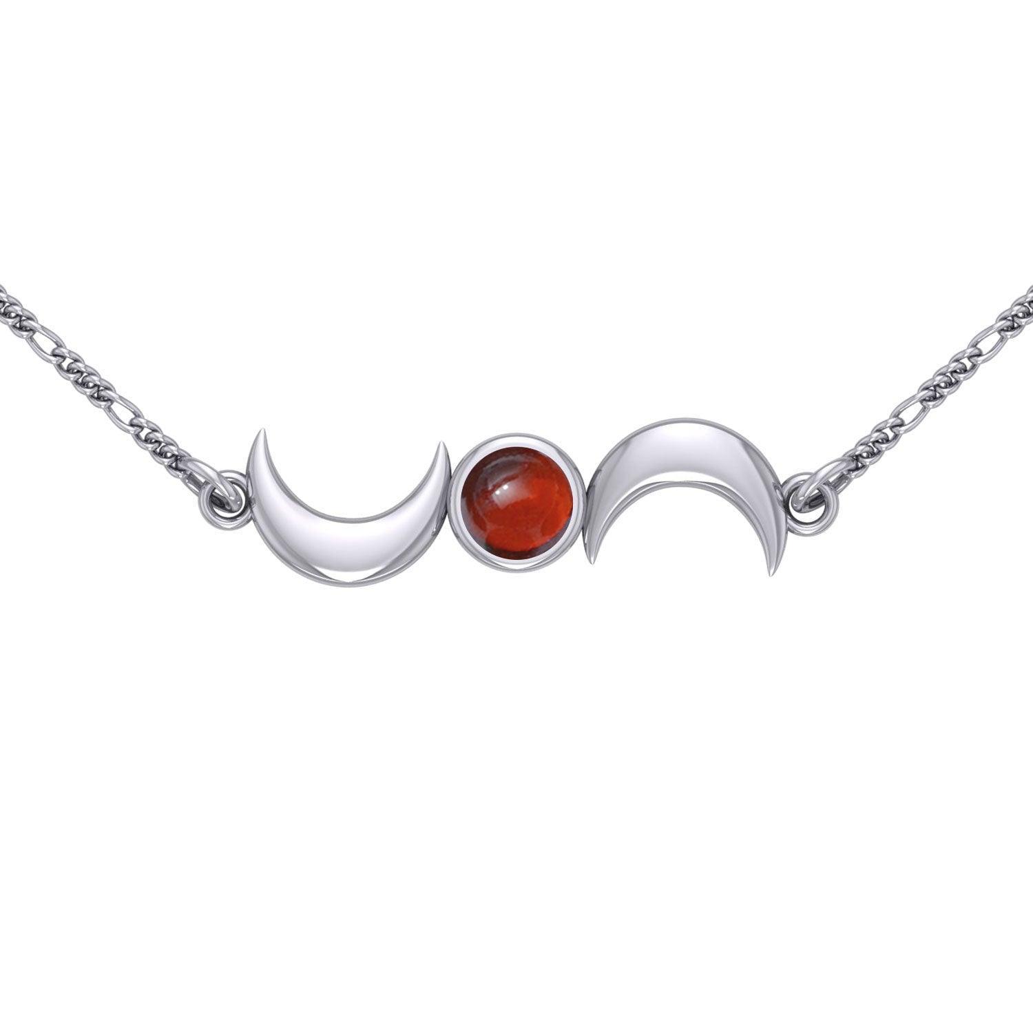 Crescent Moons Silver Necklace TN254 - peterstone.dropshipping