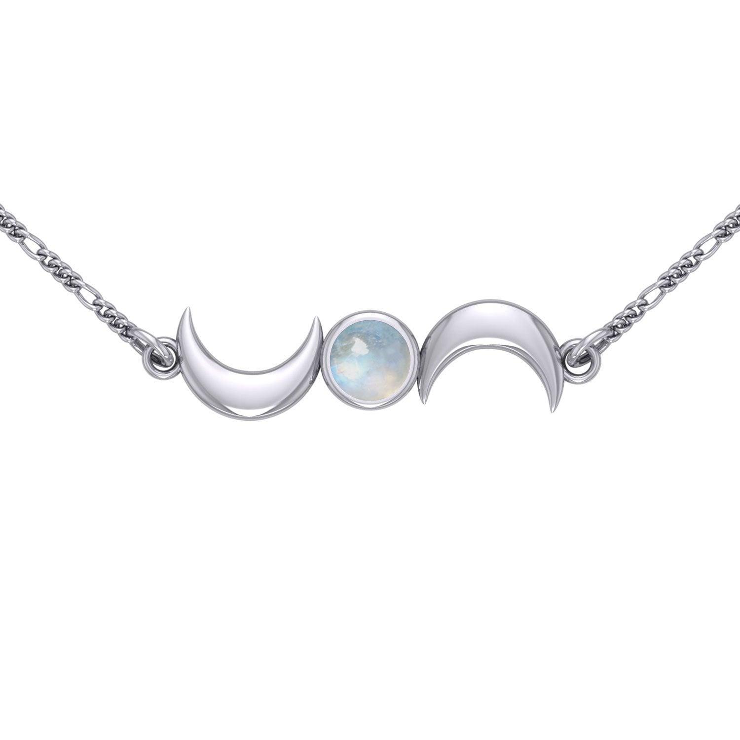 Crescent Moons Silver Necklace TN254 - peterstone.dropshipping