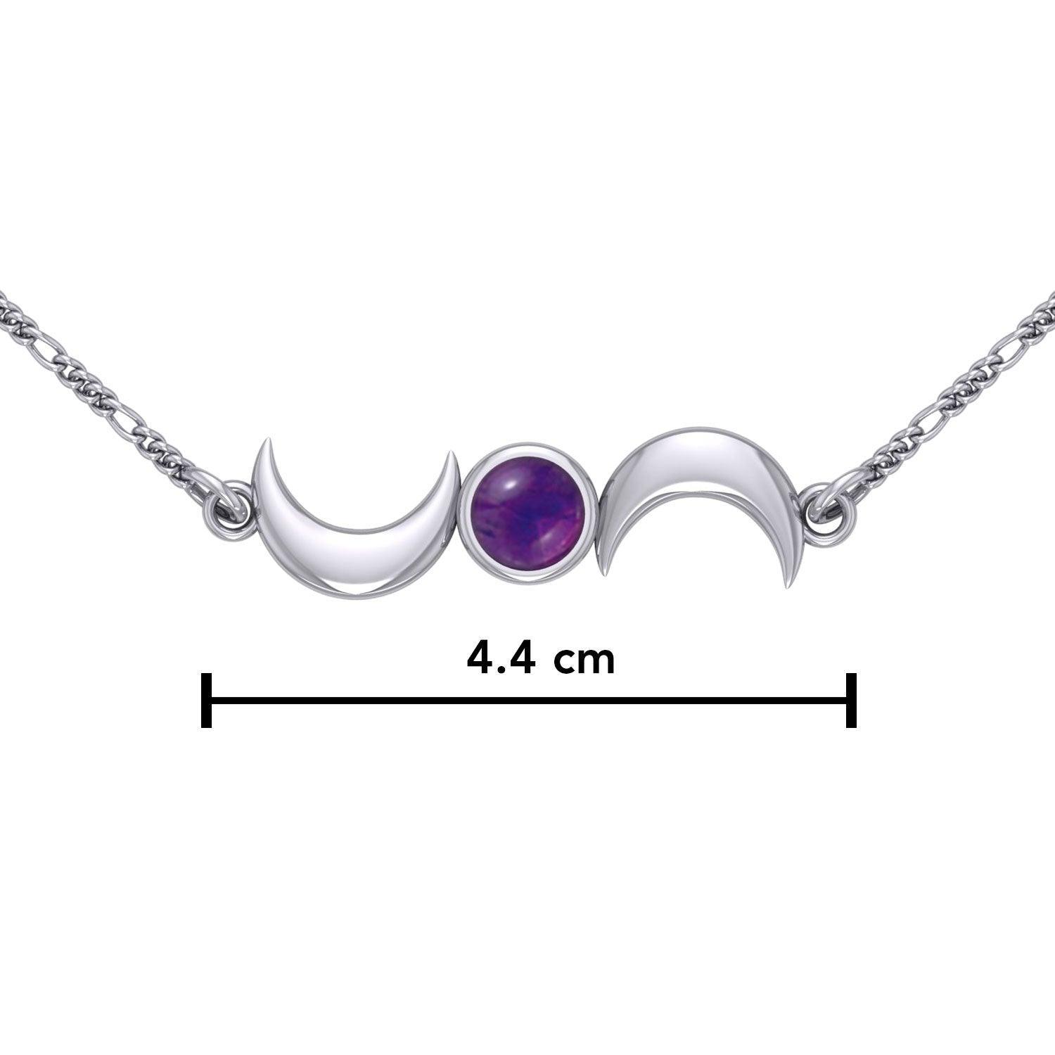 Crescent Moons Silver Necklace TN254 - peterstone.dropshipping