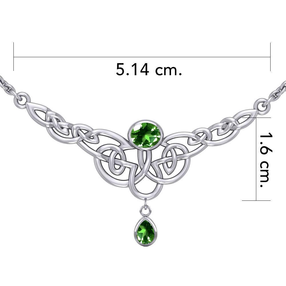 Celtic Knotwork Silver Necklace with Dangling Gemstone TN259 - peterstone.dropshipping