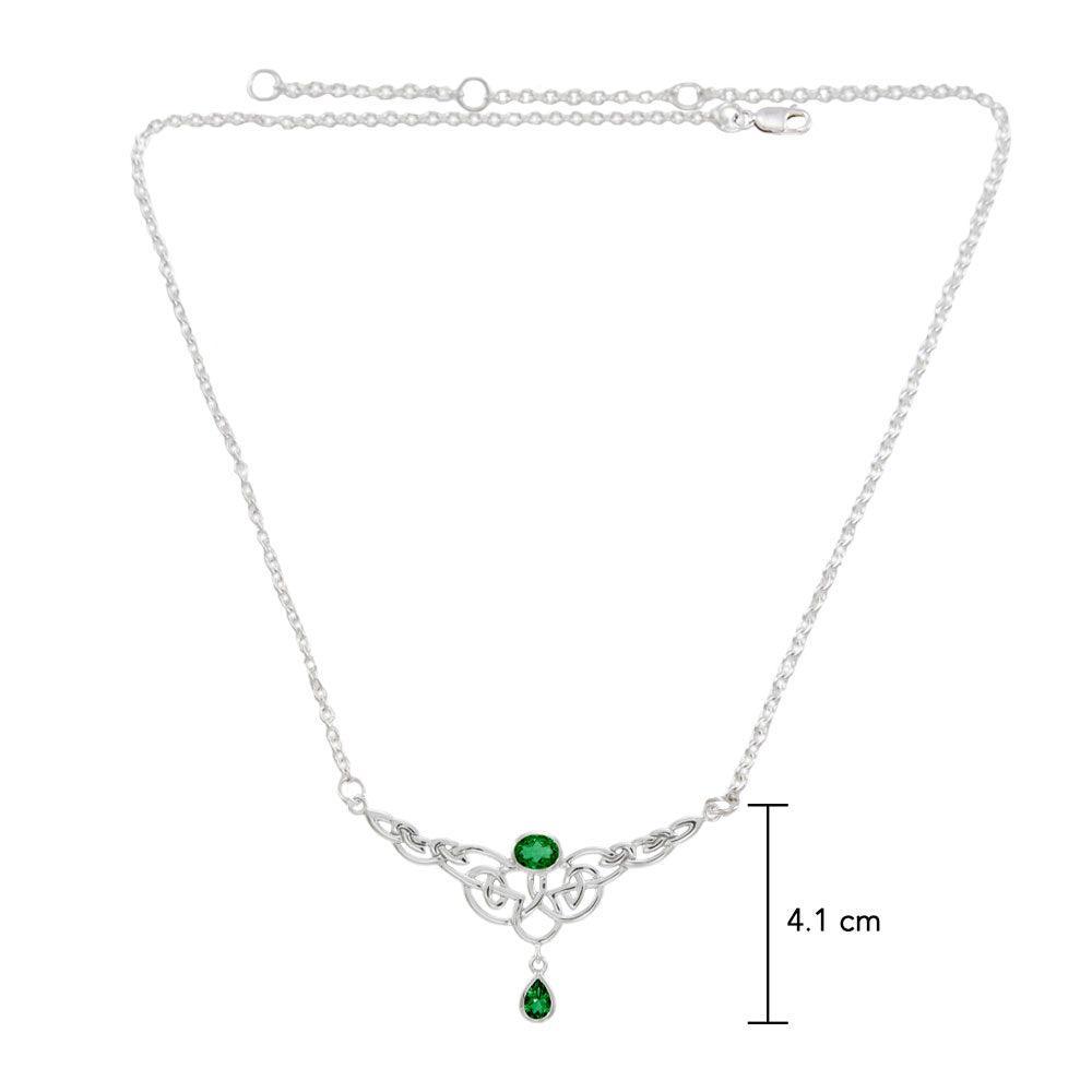 Celtic Knotwork Silver Necklace with Dangling Gemstone TN259 - peterstone.dropshipping