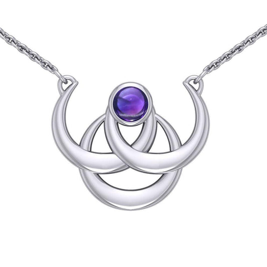 Triple Blue Moon Silver Necklace with Gemstone TN263 - peterstone.dropshipping