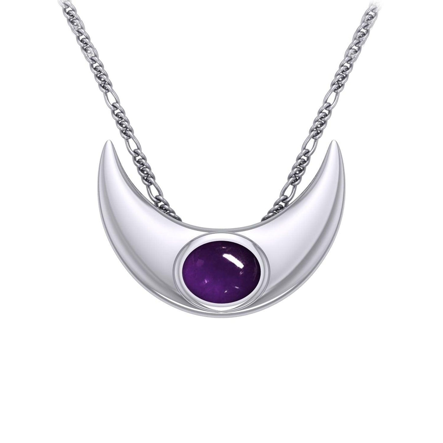 An elegant reminder of Crescent Moonโ€s power ~ Sterling Silver Necklace with Gemstone TN264 - peterstone.dropshipping