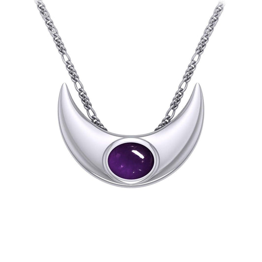 An elegant reminder of Crescent Moonโ€s power ~ Sterling Silver Necklace with Gemstone TN264 - peterstone.dropshipping