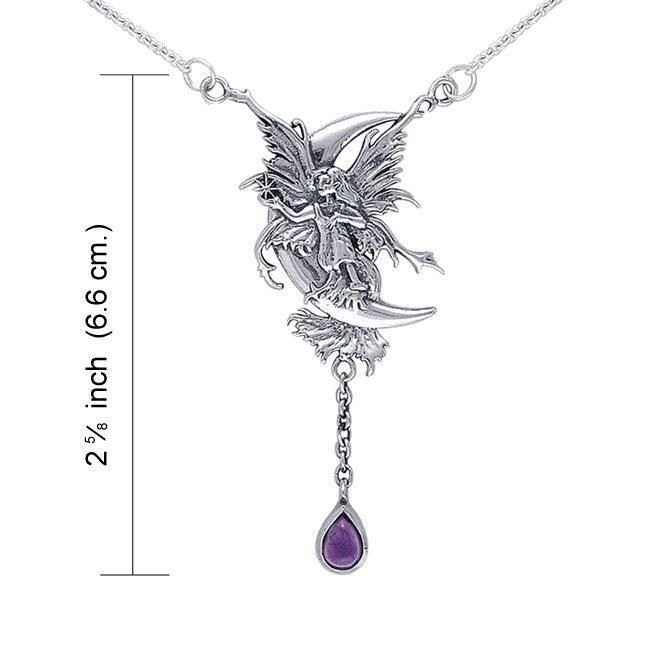 Stargazer Faery Silver Necklace With Dangling Gemstone by Amy Brown TN298 - peterstone.dropshipping