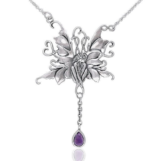 Blue Faery With Dangle Gemstone Silver Necklace TN299 - peterstone.dropshipping