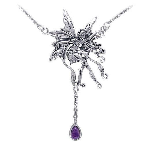 Vines Faery Silver Necklace With Dangling Gemstone by Amy Brown TNC002 - peterstone.dropshipping