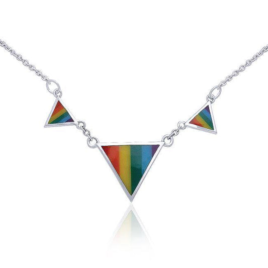 Rainbow Triangles Silver Necklace TNC034 Necklace