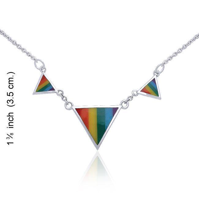 Rainbow Triangles Silver Necklace TNC034 Necklace