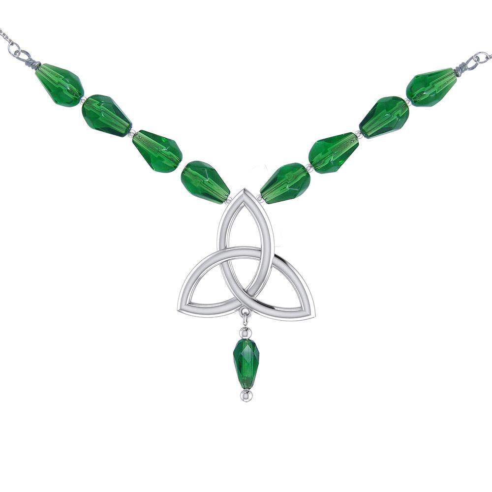 Reach through the eternity ~ Celtic Triquetra Sterling Silver Necklace Jewelry with Gemstone centerpiece TNC037 Necklace