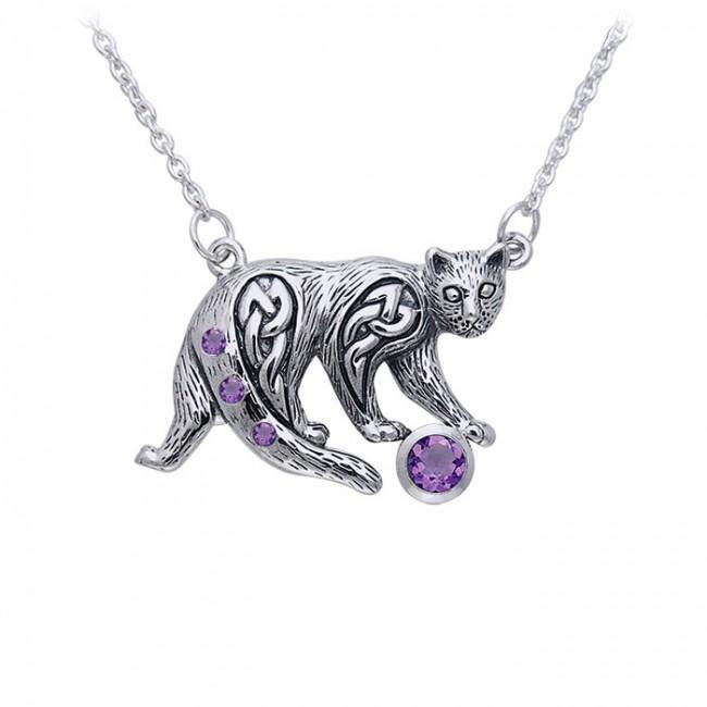 Celtic Cat Gemstone Necklace TNC042