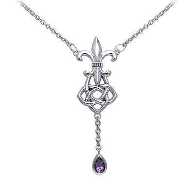 Celtic Knotwork Silver Fleur De Lis Necklace TNC045 Necklace