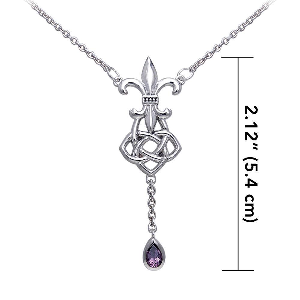Celtic Knotwork Silver Fleur De Lis Necklace TNC045 Necklace