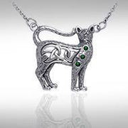 The message of the mysterious paw ~ Sterling Silver Cat Necklace with Gemstones TNC049 Necklace