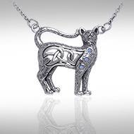 The message of the mysterious paw ~ Sterling Silver Cat Necklace with Gemstones TNC049 Necklace