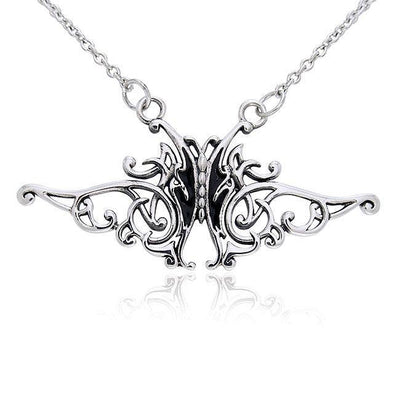 Celtic Knotwork Silver Butterfly Necklace TNC080 Necklace