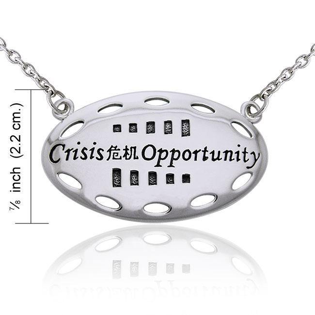 Empowering Words Crisis is Opportunity Silver Necklace TNC086 Necklace