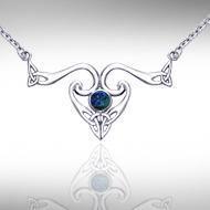 A timeless representation in threefolds ~ Sterling Silver Celtic Triquetra Necklace Jewelry with Gemstones TNC162 Necklace