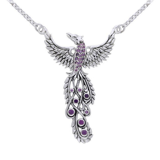 Honor Thy Flying Phoenix ~ Sterling Silver Jewelry Necklace with Gemstone TNC236 Necklace