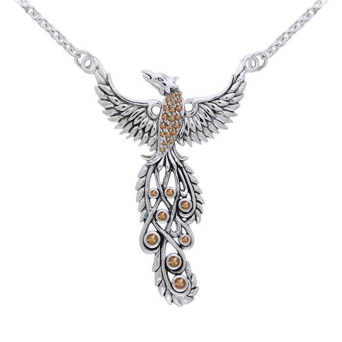 Honor Thy Flying Phoenix ~ Sterling Silver Jewelry Necklace with Gemstone TNC236 Necklace
