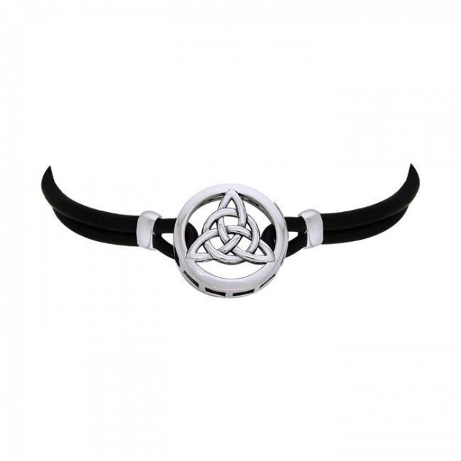Silver Celtic Trinity Knot Leather Cord Necklace TNC243