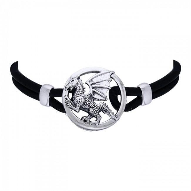 Sterling Silver Dragon Leather Cord Necklace TNC250