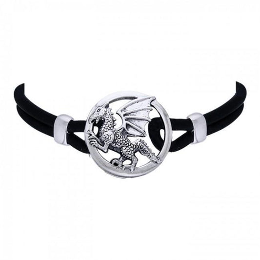 Sterling Silver Dragon Leather Cord Necklace TNC250