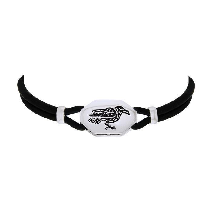 Sterling Silver Raven Leather Cord Necklace TNC255