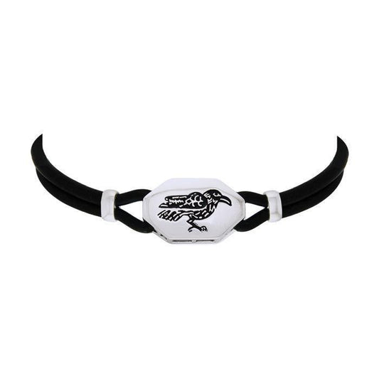 Sterling Silver Raven Leather Cord Necklace TNC255