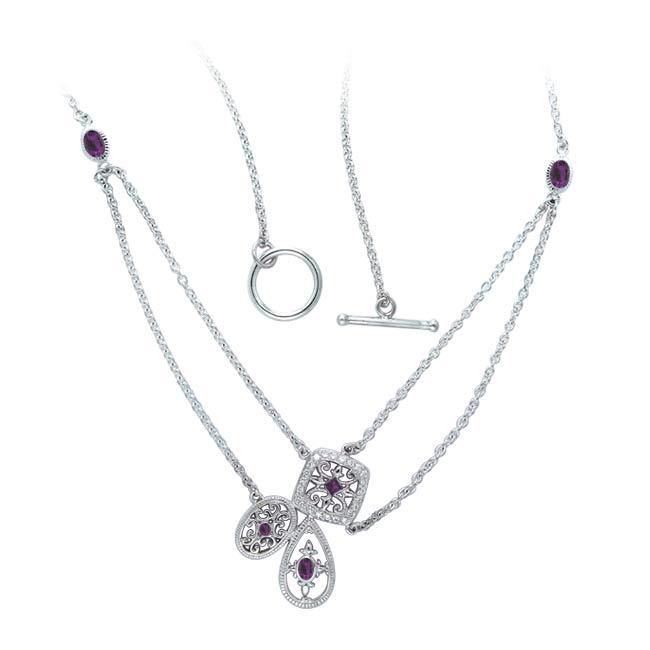 Abstract Elegance Antique Silver Necklace with Gems TNC314 Necklace