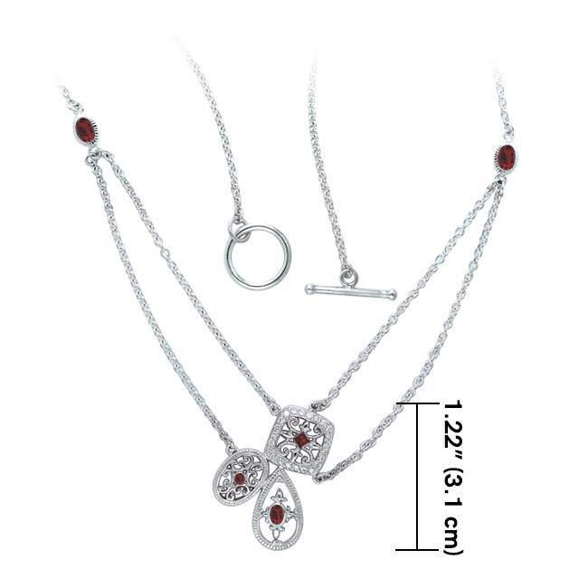 Abstract Elegance Antique Silver Necklace with Gems TNC314 Necklace