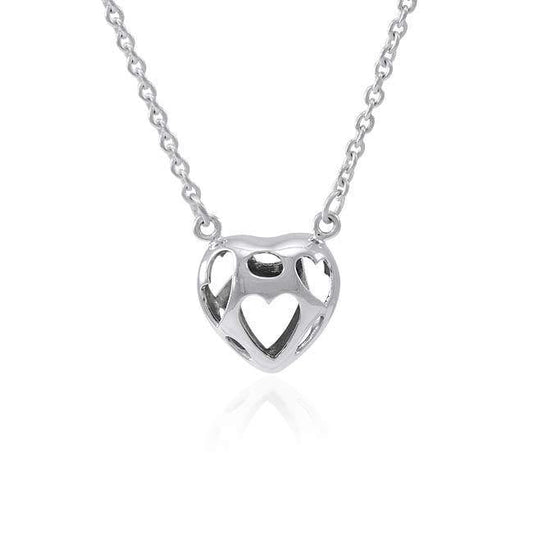 Bold Filigree Heart Silver Necklace TNC425P Necklace
