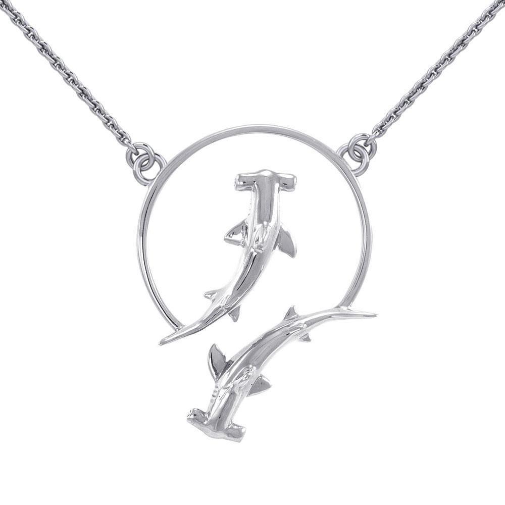 Double Hammerhead Shark Sterling Silver Necklace TNC434 Necklace