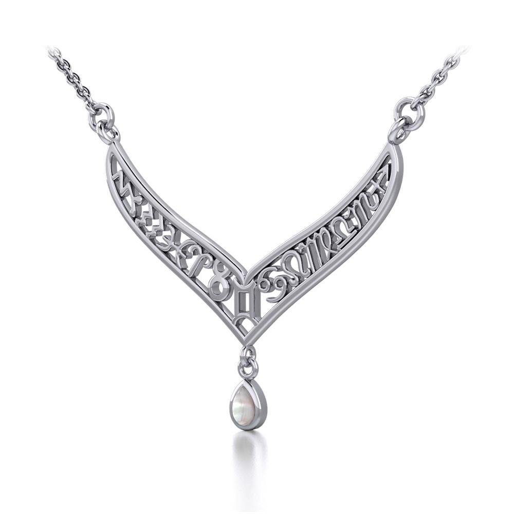 12 Zodiac Symbols Silver Necklace with Teardrop Birthstone of your choice TNC461 Necklace
