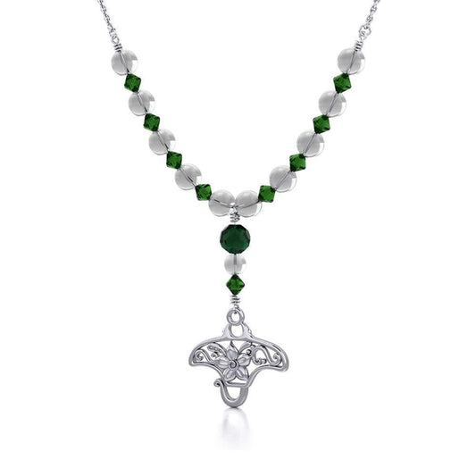 Filigree Manta Ray Silver Bead Necklace TNC472 Necklace