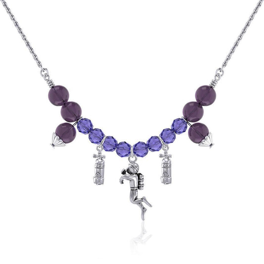 Silver Diver and Dive Tanks  Bead Necklace TNC476 - Peter Stone Wholesale