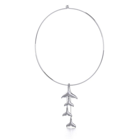 Dangling Silver Whale Tails Fashion Necklace TNC480 - Peter Stone Wholesale