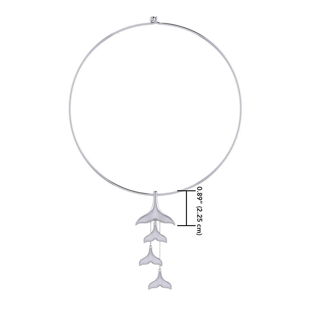 Dangling Silver Whale Tails Fashion Necklace TNC480 - Peter Stone Wholesale