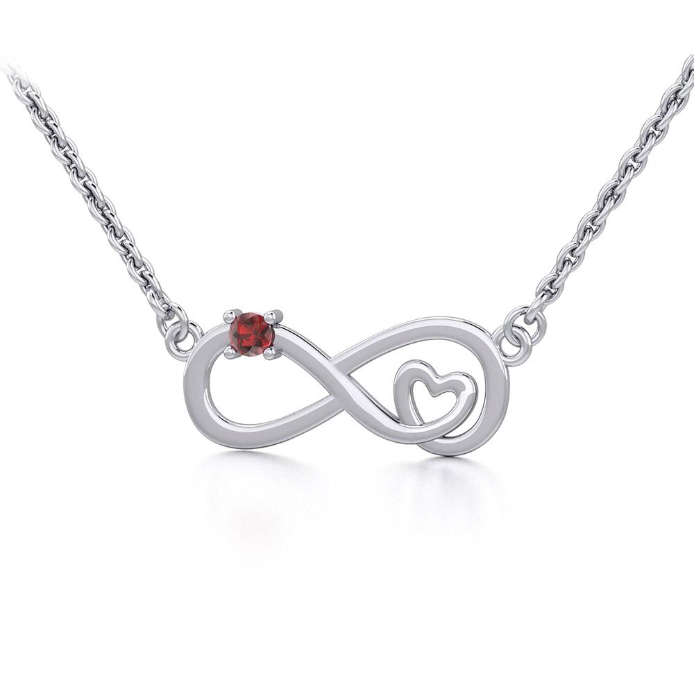 Infinity Heart Silver Necklace with Gemstone TNC485 - Peter Stone Wholesale