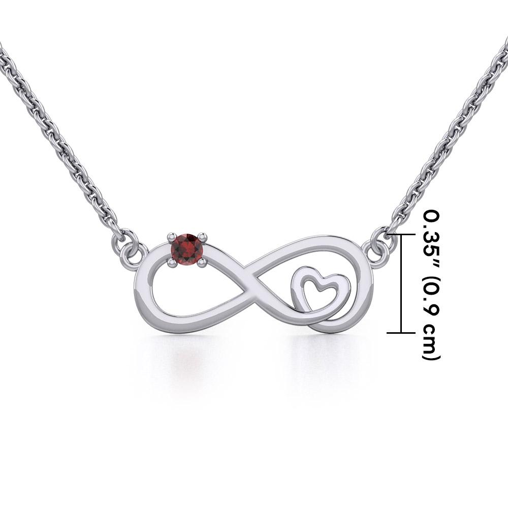 Infinity Heart Silver Necklace with Gemstone TNC485 - Peter Stone Wholesale