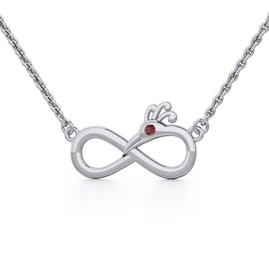 Infinity Peacock Silver Necklace with Gemstone TNC487 - Peter Stone Wholesale