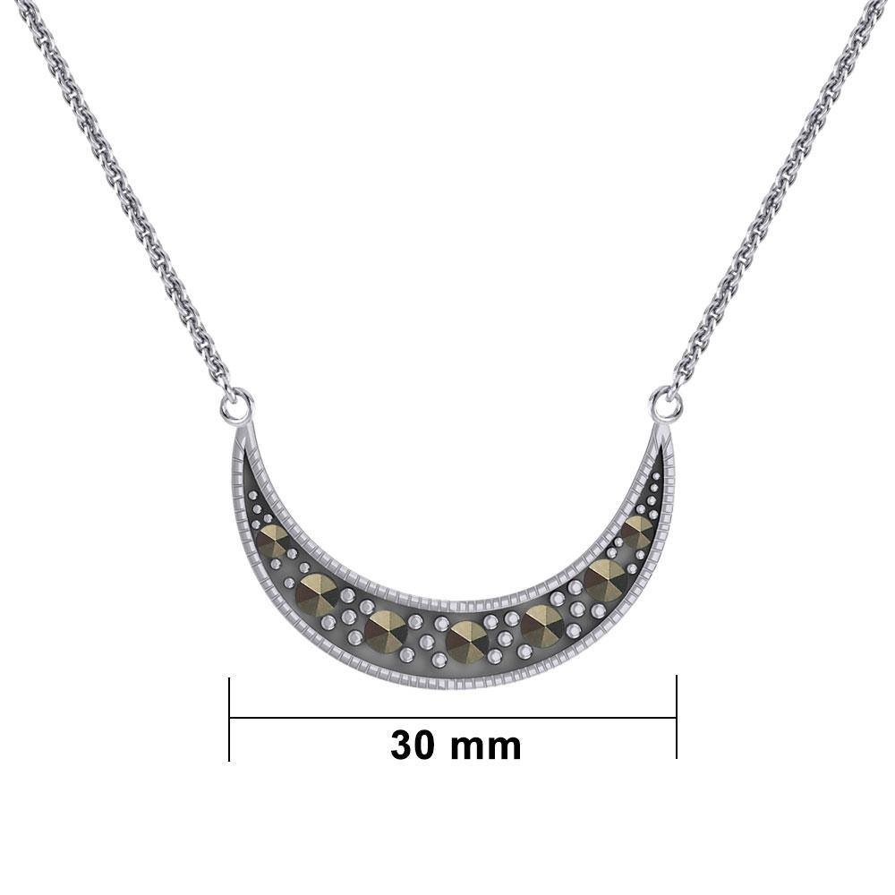 Crescent Moon Sterling Silver Necklace with Marcasite TNC530 Necklace
