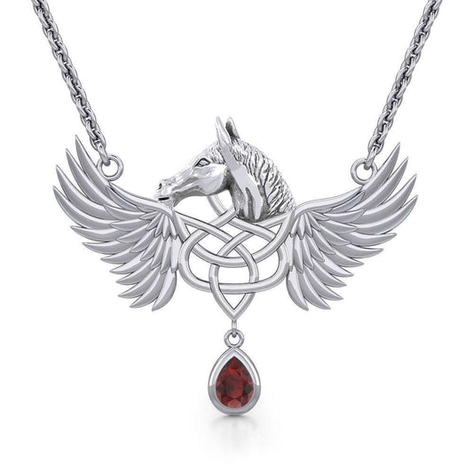 Celtic Pegasus Horse with Wing Silver Necklace TNC540 - Wholesale Jewelry