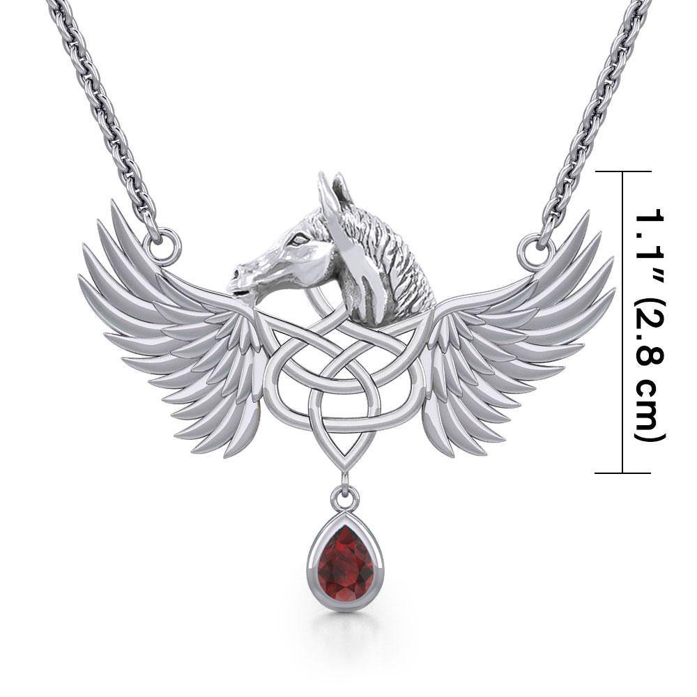 Celtic Pegasus Horse with Wing Silver Necklace TNC540 - Wholesale Jewelry