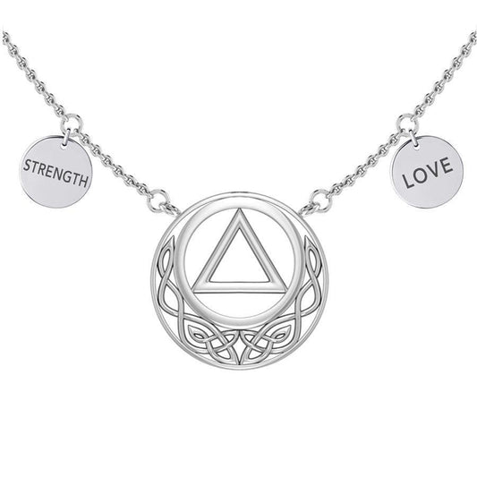 Love and Strength AA Recovery with Celtic Silver Necklace TNC552 - peterstone.dropshipping