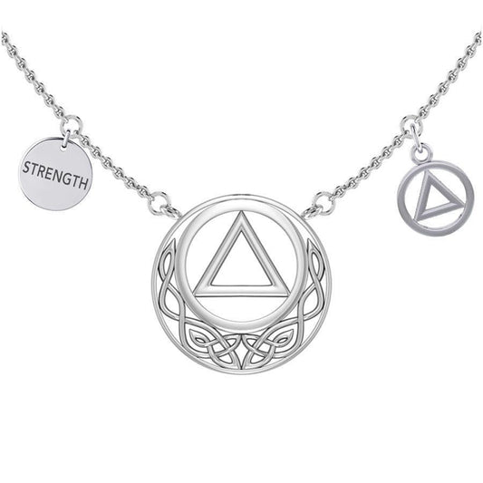 Strength AA Recovery with Celtic Silver Necklace TNC553 - peterstone.dropshipping